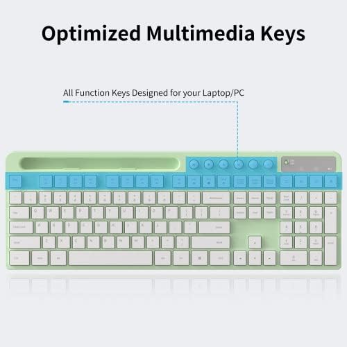 MARVO Wirelss Keyboard and Mouse Combo with Phone Holder, Full-Size, Green