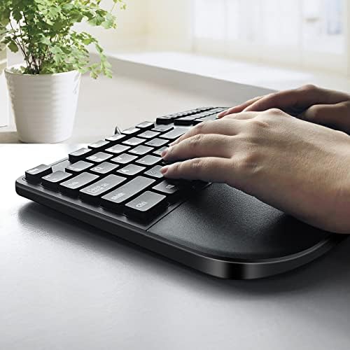 MCSaite Wired USB Compact Ergonomic Keyboard - Split Keyboard with Cushioned Wrist and Palm Support - 15.9x8.66x1.18 inches - Black - US English