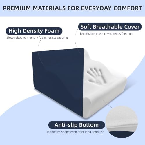 Foot Rest Ergonomic Pillow for Under Desk at Work & Handle Navy