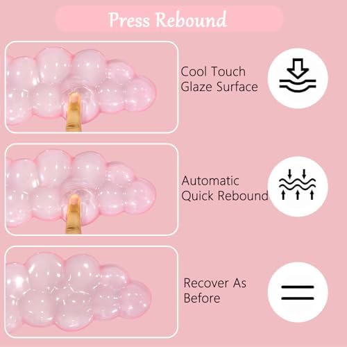 Acrylic Computer Keyboard Stand with Gel Cloud Wrist Rest Keyboard Riser with Comfortable Clear Silicone Mouse Wrist Pad Ergonomic Tilted Transparent Keyboard Holder for Desktop Office Hot Pink