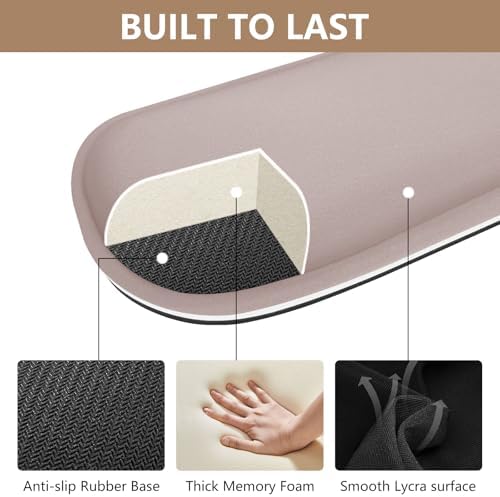 Wrist Rest for Computer Keyboard and Mouse, Ergonomic Design Wrist Support Pad for Keyboard, Soft Memory Foam Desk Pads Support Hand and Arm Easy Typing Pain Relief, 2 Piece Pad, Cream Pink