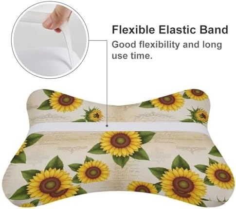 2 Pcs Ergonomic Car Neck Pillow Floral Sunflower Memory Foam Cervical Support for Neck Pain Relief Driving Travel