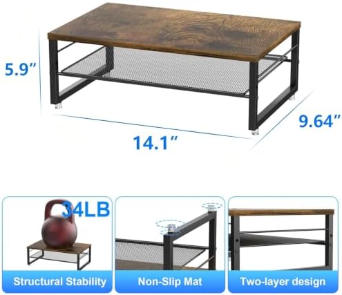 gianotter 2-Tier Wood Monitor Stand Riser