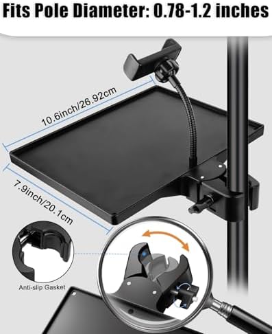 BILIONE Mic Stand Tray 10.6" x 7.8" Large with Crab Clamp for Mixers & Gear