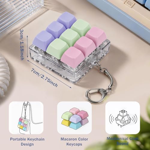 Keyboard Fidget Toy, Creamy Fidget Clicker Keyboard Fidget Keychain, Button Fidget Gifts for Adults, Boost Focus & Ease Anxiety Anywhere — Perfect Stress-Relief Gift (3×3 Grid Layout T)