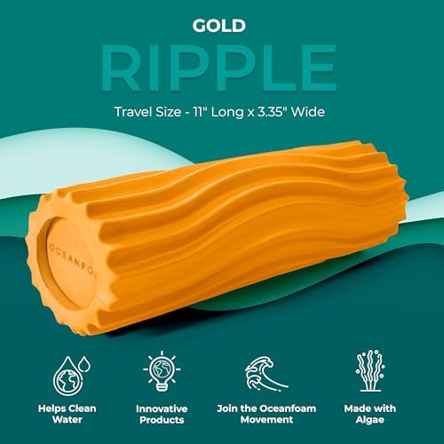 Oceanfoam Ripple Roller - Small Foam Roller for Physical Therapy (Gold)