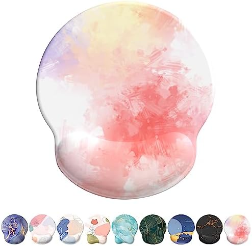 eulps Mouse Pad with Wrist Rest, Comfortable Computer Mousepad with Gel Wrist Support Smooth Surface and Non-Slip PU Base for Pain Relief, Laptop, Office & Home (Colorful Tie-Dye)