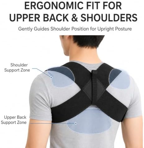 Posture Corrector for Men and Women, Adjustable Breathable Back Brace, Upper Back Shoulder Support Belt, Comfortable Posture Reminder for Office, Gym, Daily Wear，XX-Large