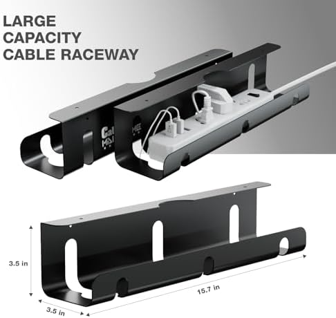Under Desk Cable Management Tray, 2-Pack 16" Cable Raceway