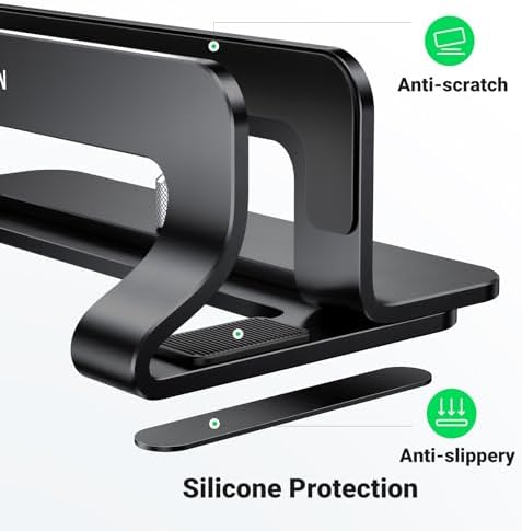UGREEN Vertical Laptop Stand Holder for Desk Compatible with MacBook Pro, MacBook Air Stand Vertical Aluminum Adjustable for Up to 17.3 Inch Gaming Laptop, Black