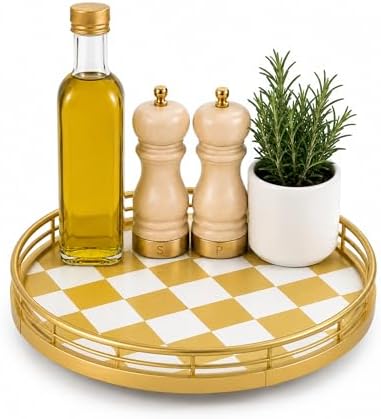 9-Inch Gold Lazy Susan Spice Organizer with Guard Rail