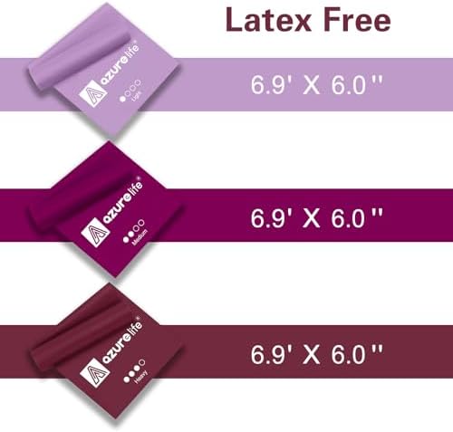 A AZURELIFE Resistance Bands,Professional Long Non-Latex Elastic Stretch Bands,Exercise Bands for Physical Therapy, Yoga, Pilates, Rehab, at-Home or The Gym Workouts, Strength Training