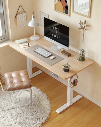 CubiCubi 63x28 Large Electric Standing Desk, 28" Deep Desktop, Maple