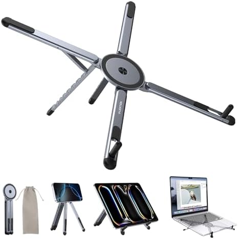 LENTION Laptop Stand, Magnetic Foldable 8-Level Adjustable MagSafe Riser