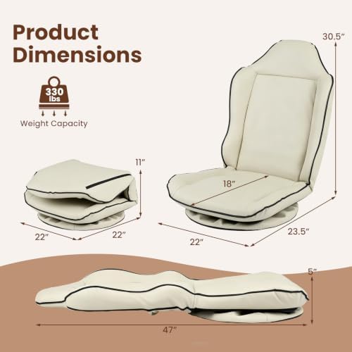 KOMFOTT 360° Swivel Floor Gaming Chair with Adjustable Backrest (Beige)