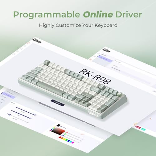 RK ROYAL KLUDGE R98 Pro Wired Mechanical Keyboard, RGB PC Gaming Keyboard with Number Pad and Volume Knob, Gasket Mount, MDA Profile PBT Keycaps, for Win/Mac, Hot Swappable Linear Cream Switch