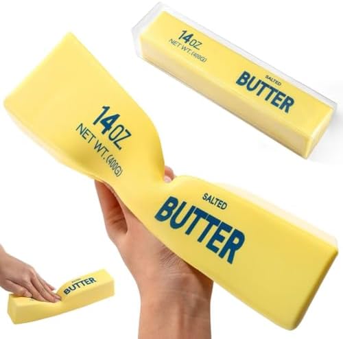Big Butter Squishy,Giant Squishies Butter 14 OZ,Jumbo Slow Rising Squeeze Toys,Large Soft PU Foam Fidget Toys for Anxiety & Sensory Stress Relief 8.7*1.8*1.8 Inch (Big-Yllow Butter 1Pack)