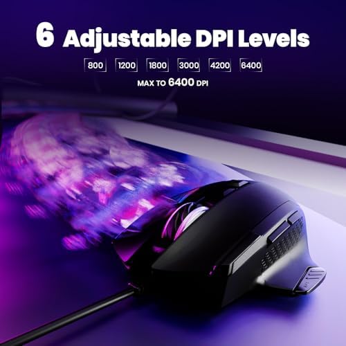Wired Gaming Mouse – Programmable Mouse with Rapid Fire & Sniper Buttons