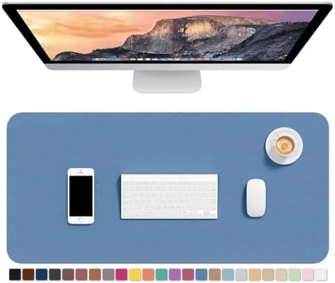 Hsurbtra Desk Pad, 30" x 14" PU Leather Desk Mat, XL Extended Mouse Pad, Waterproof Desktop Blotter Protector, Non-Slip Ultra Thin Large Laptop Keyboard Writing Mat for Office Home, Dark Blue