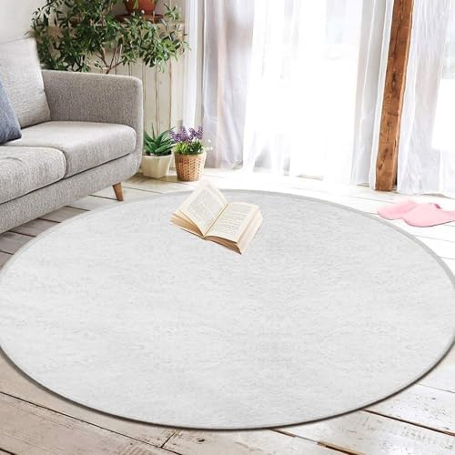 Large Round Area Rug Home Decor Modern Bathroom Rug Kitchen Office Circle Rug for Living Room Sofa Circle Cute Mat White, 60inch
