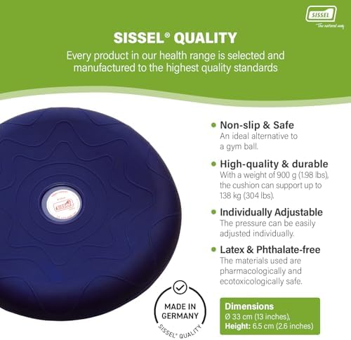 SISSEL SITFIT 13in Blue | Active Sitting & Training | Strengthens Back & Pelvic Floor Muscles | Versatile Use: Legs & Veins | Adjustable Pressure | Includes Exercise Poster