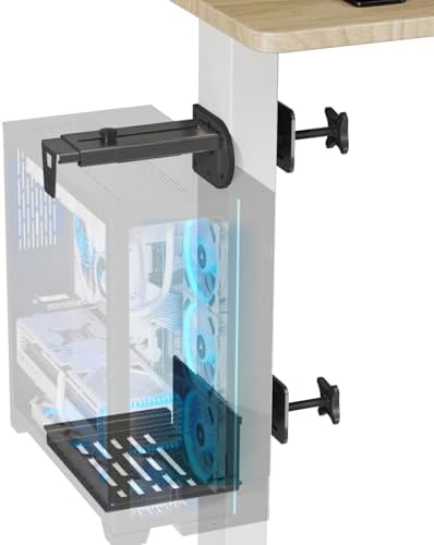 JOY worker Under Desk PC Mount for Standing Desk, Clamp-On Leg CPU Holder