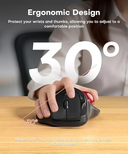 Ergonomic Wireless Trackball Mouse, Bluetooth & 2.4G Multi-Device