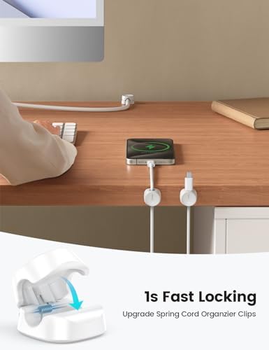 Lamicall 8 Pack Cord Organizer, [1s Lock] Cable Management Clips for Desk