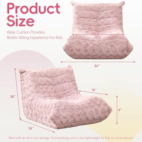 Hobestluk Small Bean Bag Chair Fireside Floor Chair BeanBag Couch Togo Sofa
