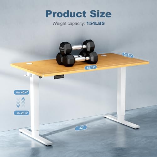 DUMOS 55 Inch Electric Standing Desk, Memory Adjustable Home Office Desk