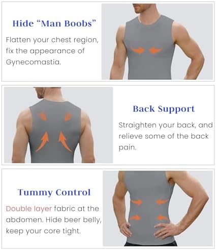 Compression Shirt Men Slimming Body Shaper Vest Crewneck Workout Tank Top