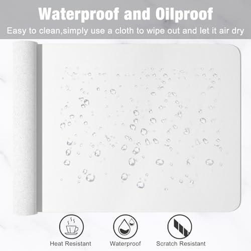 Hsurbtra Desk Pad, 48" x 17" PU Leather Desk Mat, XXXL Extended Mouse Pad, Waterproof Desktop Blotter Protector, Non-Slip Ultra Thin Large Laptop Keyboard Writing Mat for Office Home, White