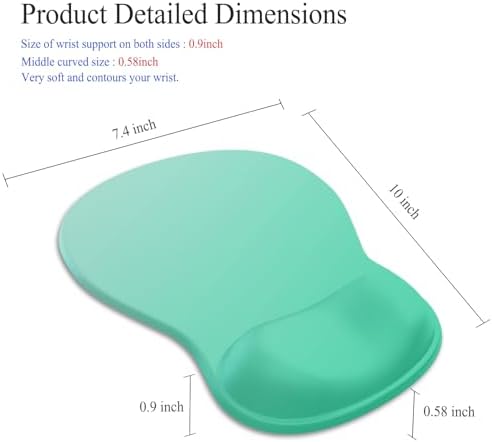 Gel Mouse Pad with Wrist Rest, Ergonomic Concave Wrist Support Mousepad with Non-Slip PU Base & Smooth Surface Comfortable Desk Accessories Mat for Office, Home Gaming and Study (06 Light Mint Green)
