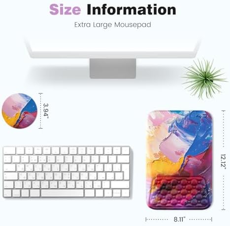 Ospelelf Mouse Pad with Wrist Rest Ergonomic Comfortable Pain Relief Mousepad Wrist Support for Computer Multicolored