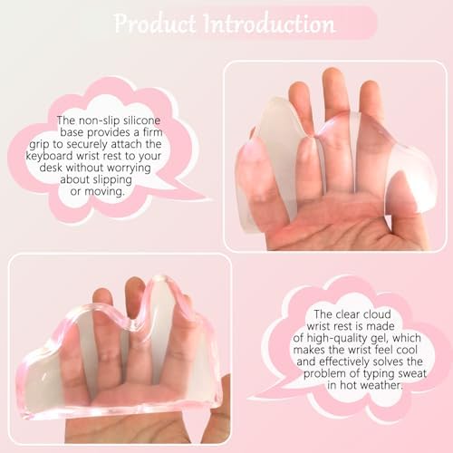 Gel Mountain Wrist Rest for Keyboard and Mouse Abstract Clear Pink Keyboard Wrist Rest Transparent Ergonomic Cute Minimalist Mouse Wrist Pad Cool Silicone Non-Slip Support for Computer Office Decor