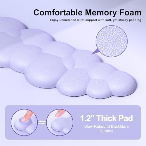 MOKURU Cloud Mouse Pad with Wrist Rest, Cloud Keyboard Wrist Rest, Mouse Pad Wrist Support, Ergonomic Keyboard Mouse Wrist Support (Purple)