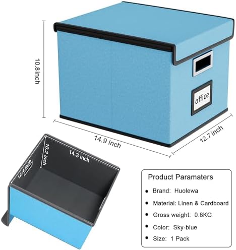 File Organizer Box with Lids, Collapsible File Folder Organizer