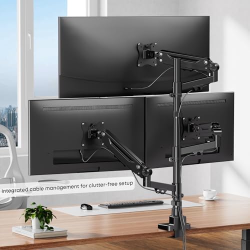 Triple Monitor Mount for up to 35’’ Ultrawide Screens, Heavy Duty,Black