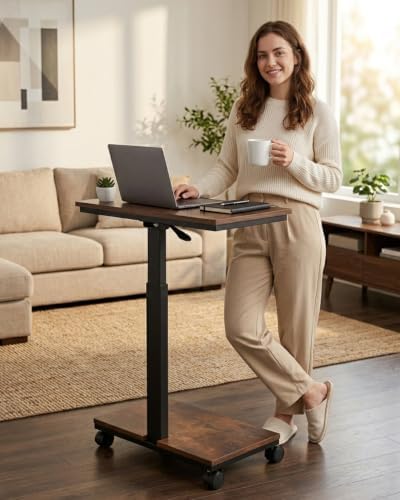 Moricher Rolling Desk Adjustable Height, Small Standing Desk with Wheels