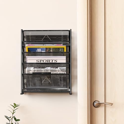 Simple Houseware 6-Tier Wall Mount Document Letter Tray Organizer, Black