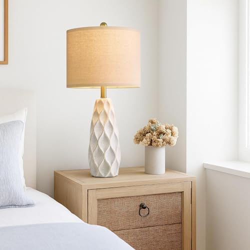 27.5" Ceramic Table Lamps for Living Room Bedroom Lamps Set of 2 Modern