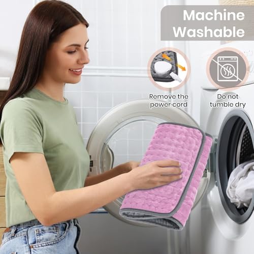 Heating Pad, Heating Pads for Back Pain & Cramps Relief, 9 Heat Settings & 4 Timers Auto Shut Off, Machine Washable, Dry & Moist Heat, Soft Electric Heating Pad for Sore Muscles, 12''×24''