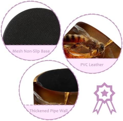 Leather Pen Holder for Desk, Bee Hive Pencil Cup Pen Organizer Makeup Brush Holder for Office Home Kids Countertop Desk Accessory Storage