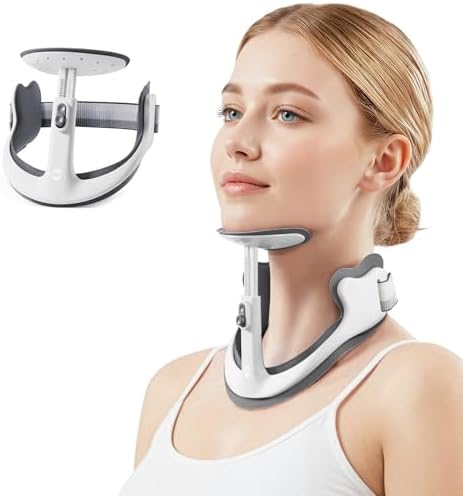 Posture Corrector for Neck & Cervical Spine Alignment - Memory Foam Support for Pain Relief, Tech Neck, 360° Adjustable Neck Collar, (White, Large)