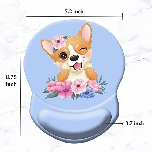 Ergonomic Wrist Support Mouse Pad - Comfortable Computer Mouse Pad with Non-Slip PU Base for Home Office Working Gaming (Pretty Dog)