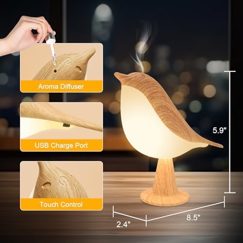 Small Bird Table Lamp, 2600 mAh Cordless Desk Lamp, Touch Night Light with 3 Color, Small Lamps, Rechargeable Bedside Night Light, Hummingbird Lamps for Bedroom Nightstand Bedside Table