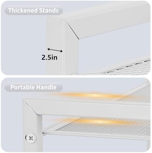 Desktop Shelf Organizer, 3-Tier Office Storage Rack, Adjustable Metal Bookshelf for Top of Desk, White Desk Organizer for Office, Home, Dorm and Small Spaces (White)