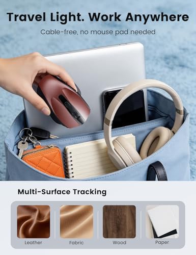 Red Wireless Mouse for Laptop, Quiet Cordless Computer Mice for Office