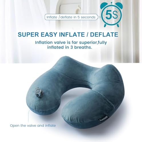 Keemall Inflatable Travel Neck Pillow for Airplane & Long Flights, 2 Pack