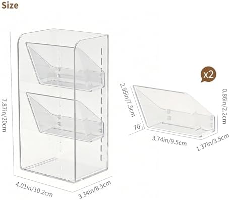 PAVSTINE Clear Medicine Cabinet Organizer, 2-Tier Slant Makeup Brush Holder